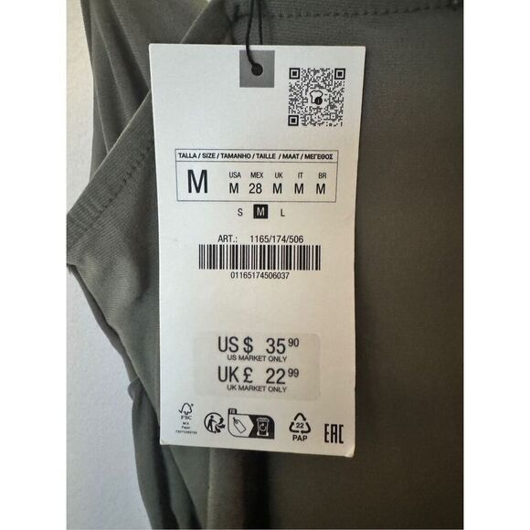 NWT Zara olive/gray dress size medium   Cow neck, drape. super flattering! - Picture 5 of 5